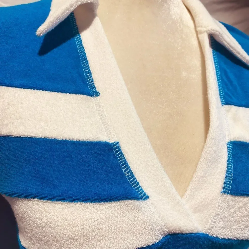 NWT Urban Outfitters Towel Terrycloth Tennis Dress in Blue & White - Picture 4 of 5